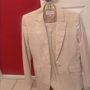 Beige and white pant suit from Bloomingdales